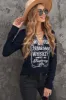 Letter Graphic Notched Long Sleeve T-Shirt sold by Charming Charlie