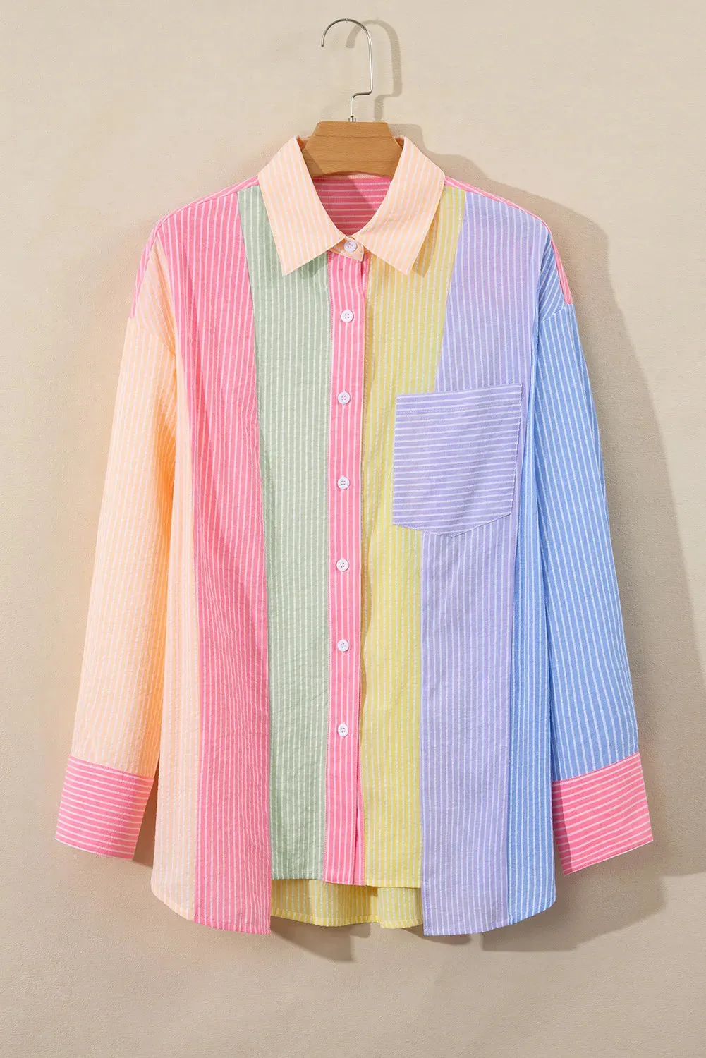 Striped Collared Neck Long Sleeve Shirt sold by Charming Charlie product image thumbnail 2