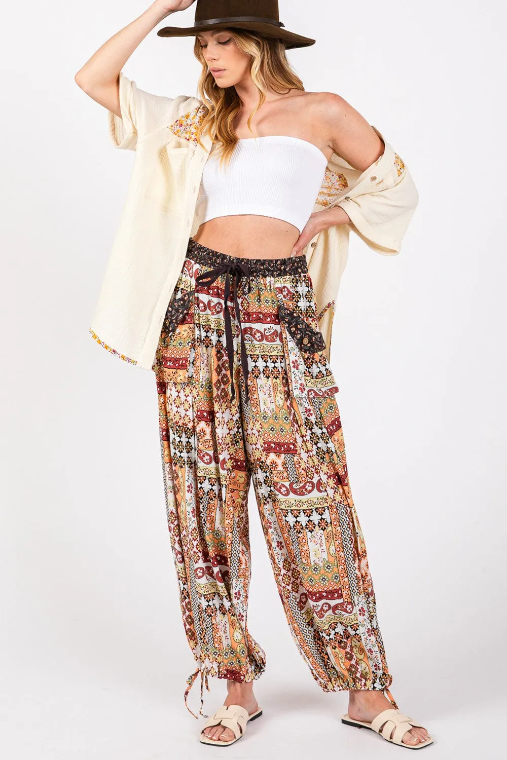 SAGE + FIG High-Rise Balloon Bohemian Print Pants sold by Charming Charlie