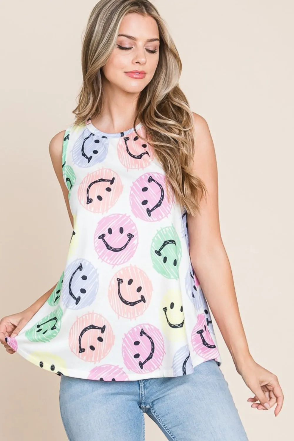BOMBOM Smiley Face Round Neck Tank sold by Charming Charlie product image thumbnail 4