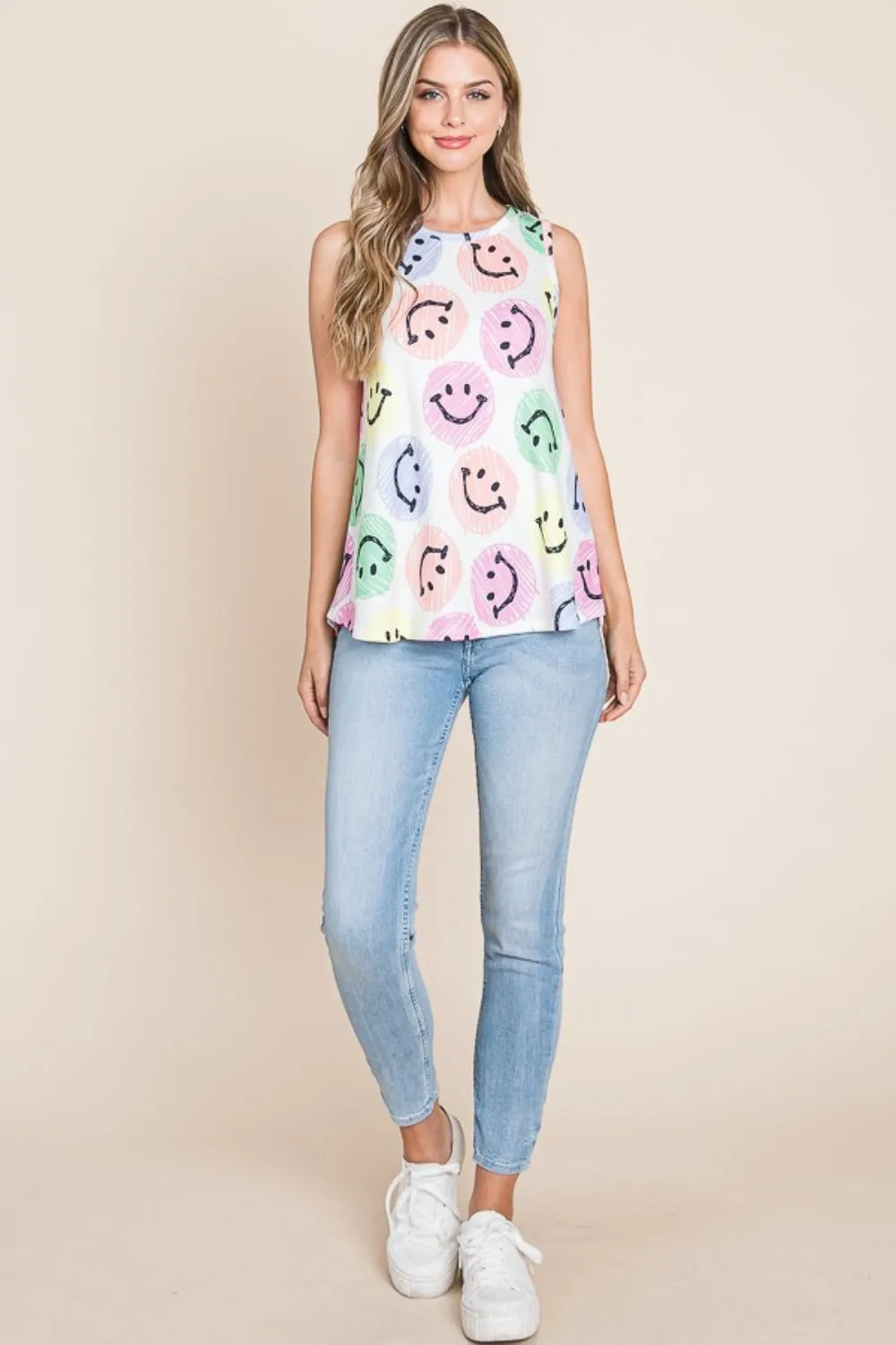 BOMBOM Smiley Face Round Neck Tank sold by Charming Charlie product image thumbnail 5