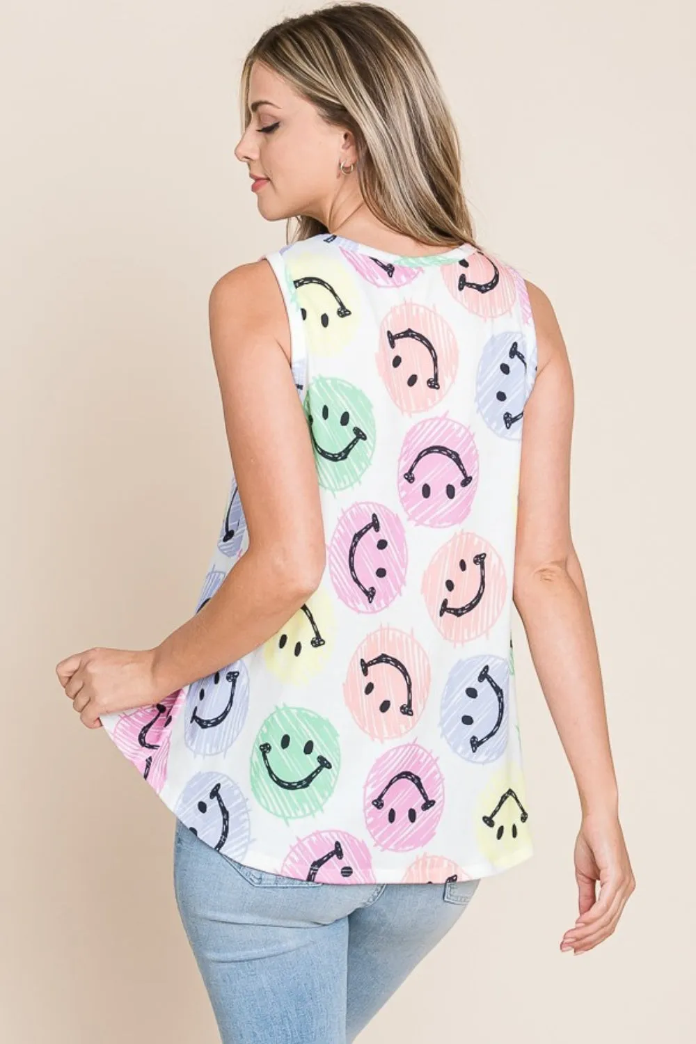 BOMBOM Smiley Face Round Neck Tank sold by Charming Charlie product image thumbnail 2