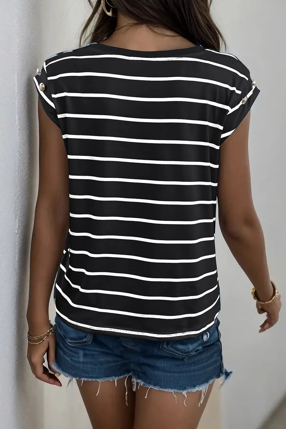 Decorative Button Round Neck T-Shirt sold by Charming Charlie product image thumbnail 2