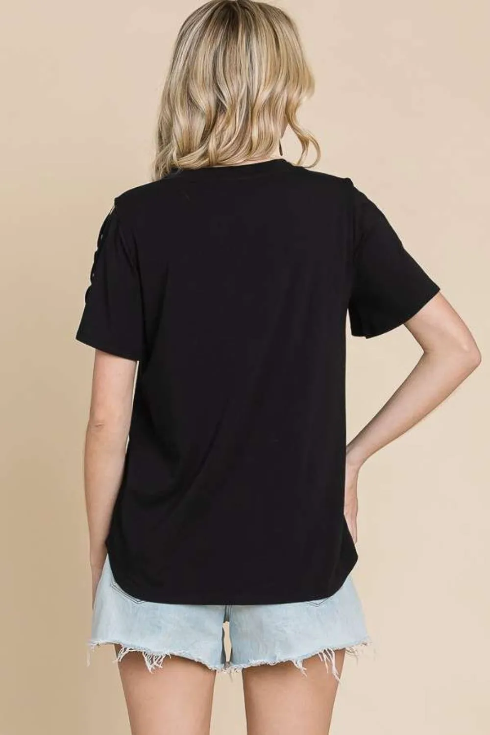 Culture Code Round Neck Crisscross Short Sleeve T-Shirt sold by Charming Charlie product image thumbnail 2