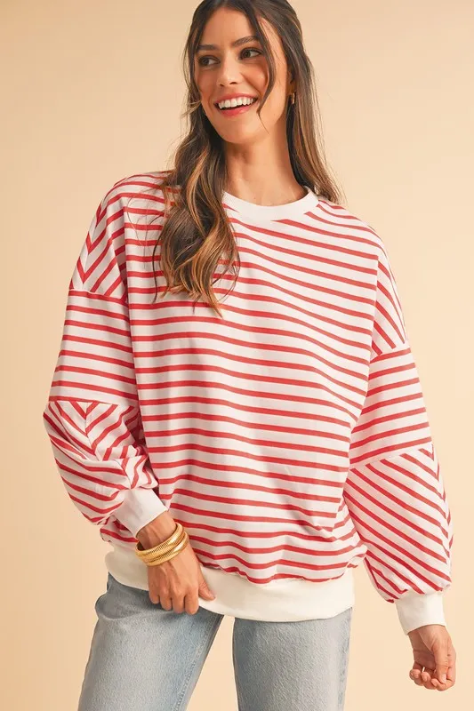 Drop Shoulder Crew Neck Loose Sweatshirt sold by Charming Charlie