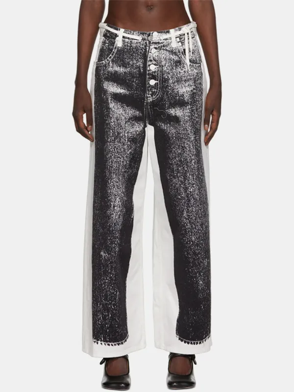 Button-Fly Contrast Jeans with Pockets sold by Charming Charlie