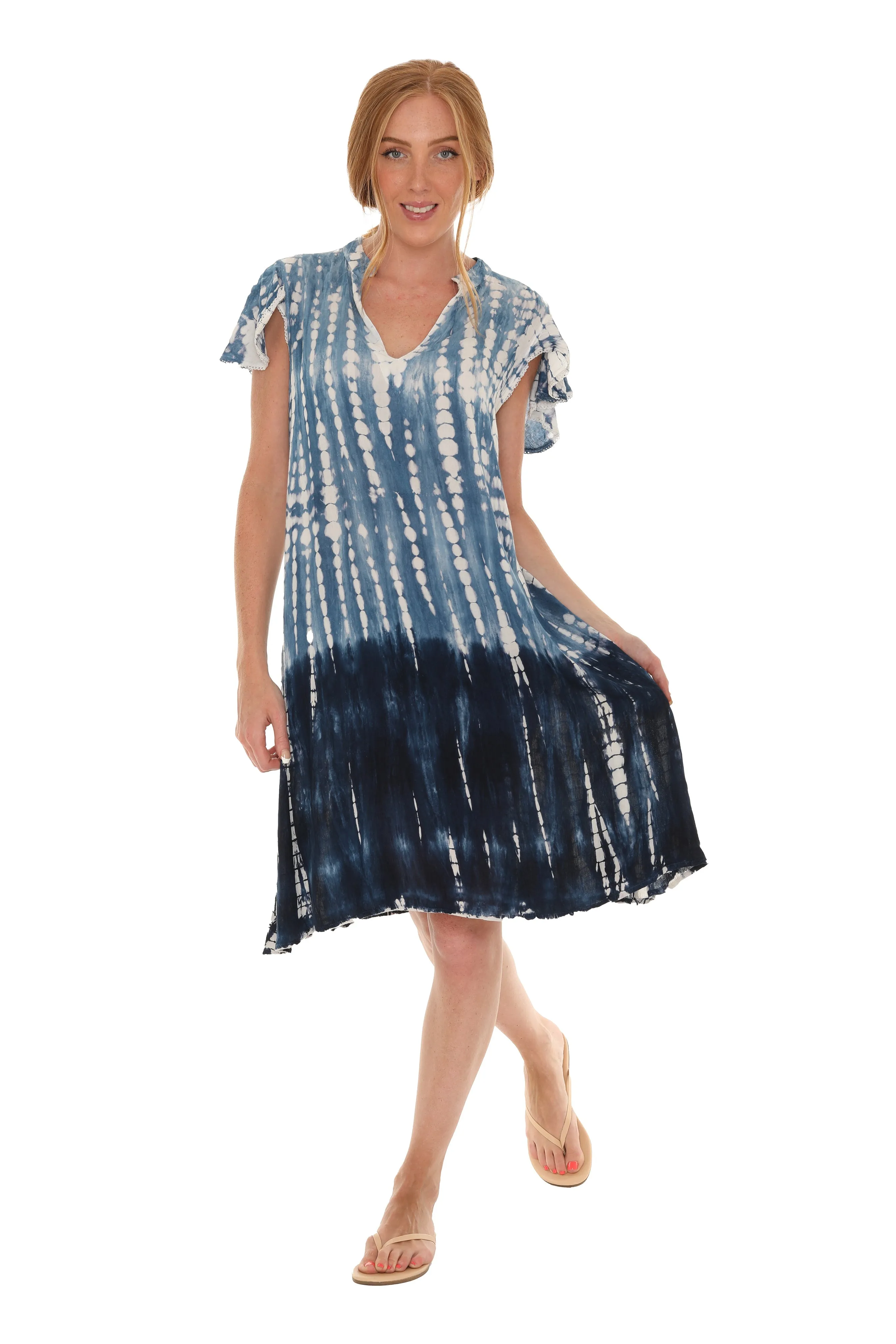 Tie Dye V-Neck Tie Cap-Sleeves Dress sold by Charming Charlie product image thumbnail 3