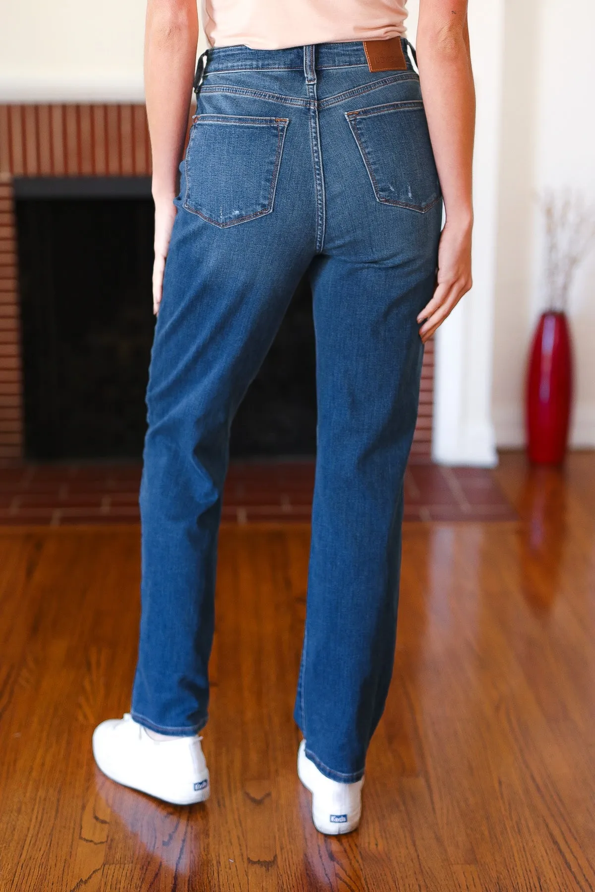 Judy Blue Dark Wash High Rise Straight Leg Jeans sold by Charming Charlie product image thumbnail 3