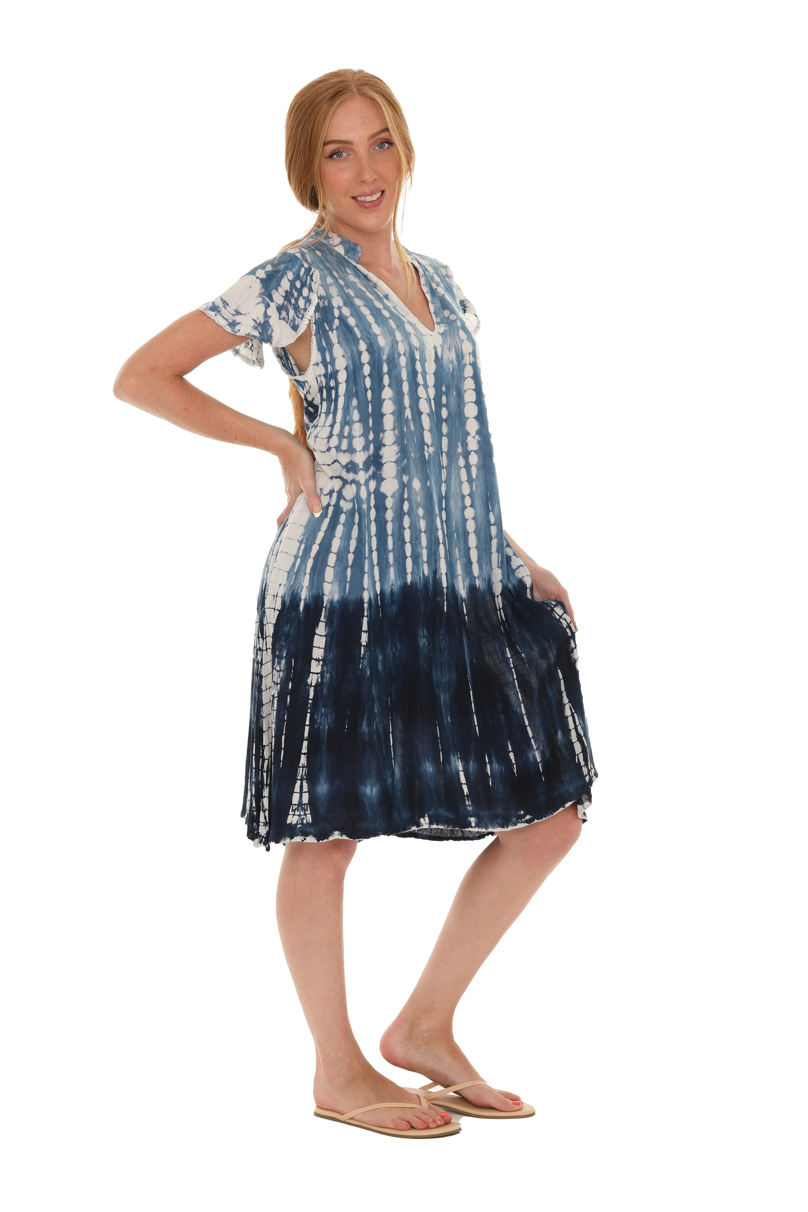 Tie Dye V-Neck Tie Cap-Sleeves Dress sold by Charming Charlie product image thumbnail 4