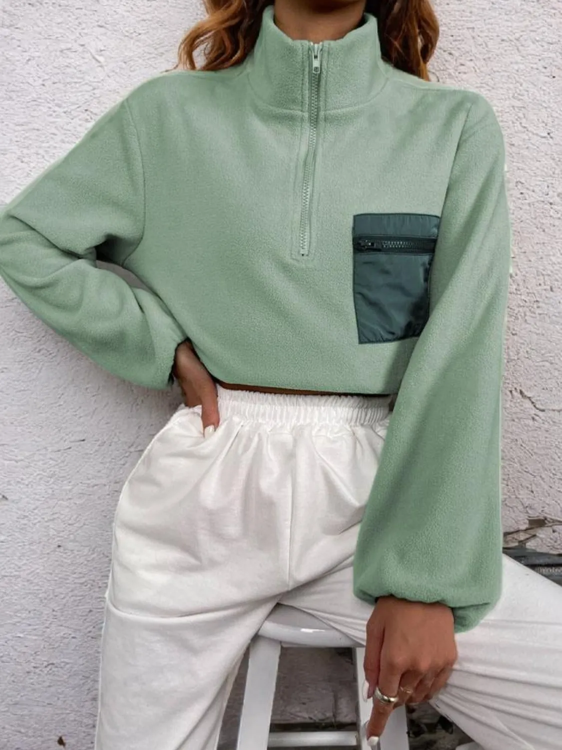 Half Zip Long Sleeve Sweatshirt sold by Charming Charlie product image thumbnail 3