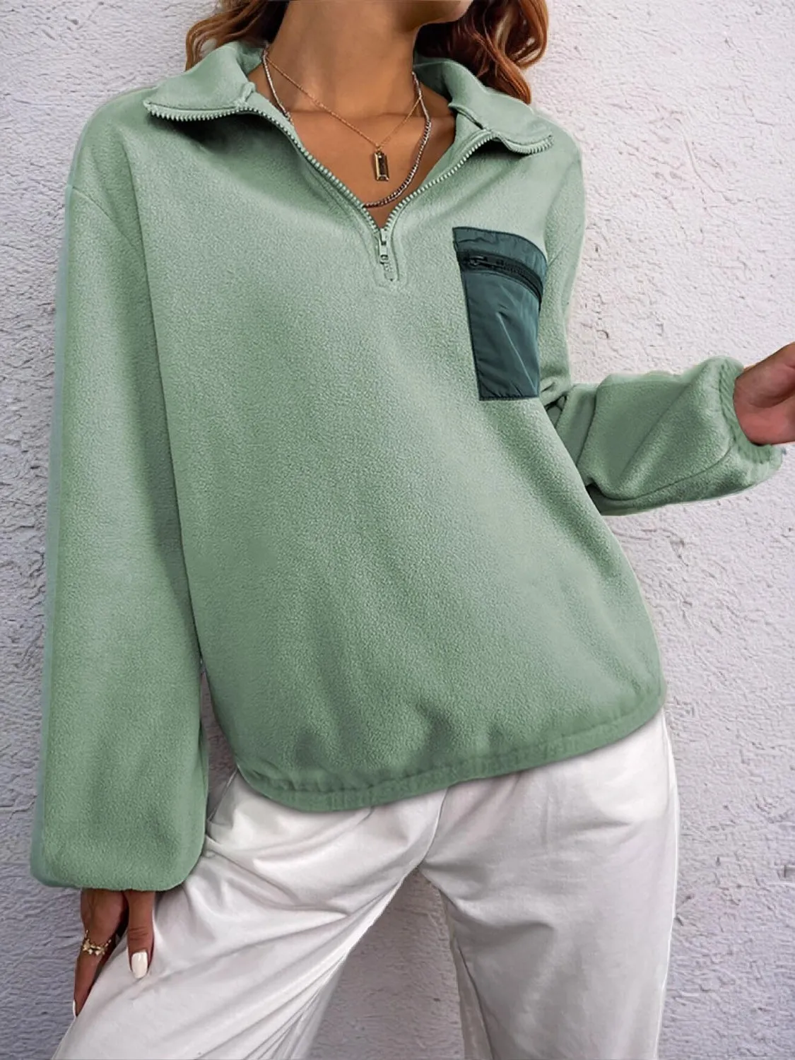 Half Zip Long Sleeve Sweatshirt sold by Charming Charlie product image thumbnail 4