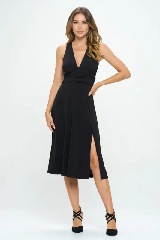 RENEE C Ruched Waist Sleeveless Slit Dress sold by Charming Charlie
