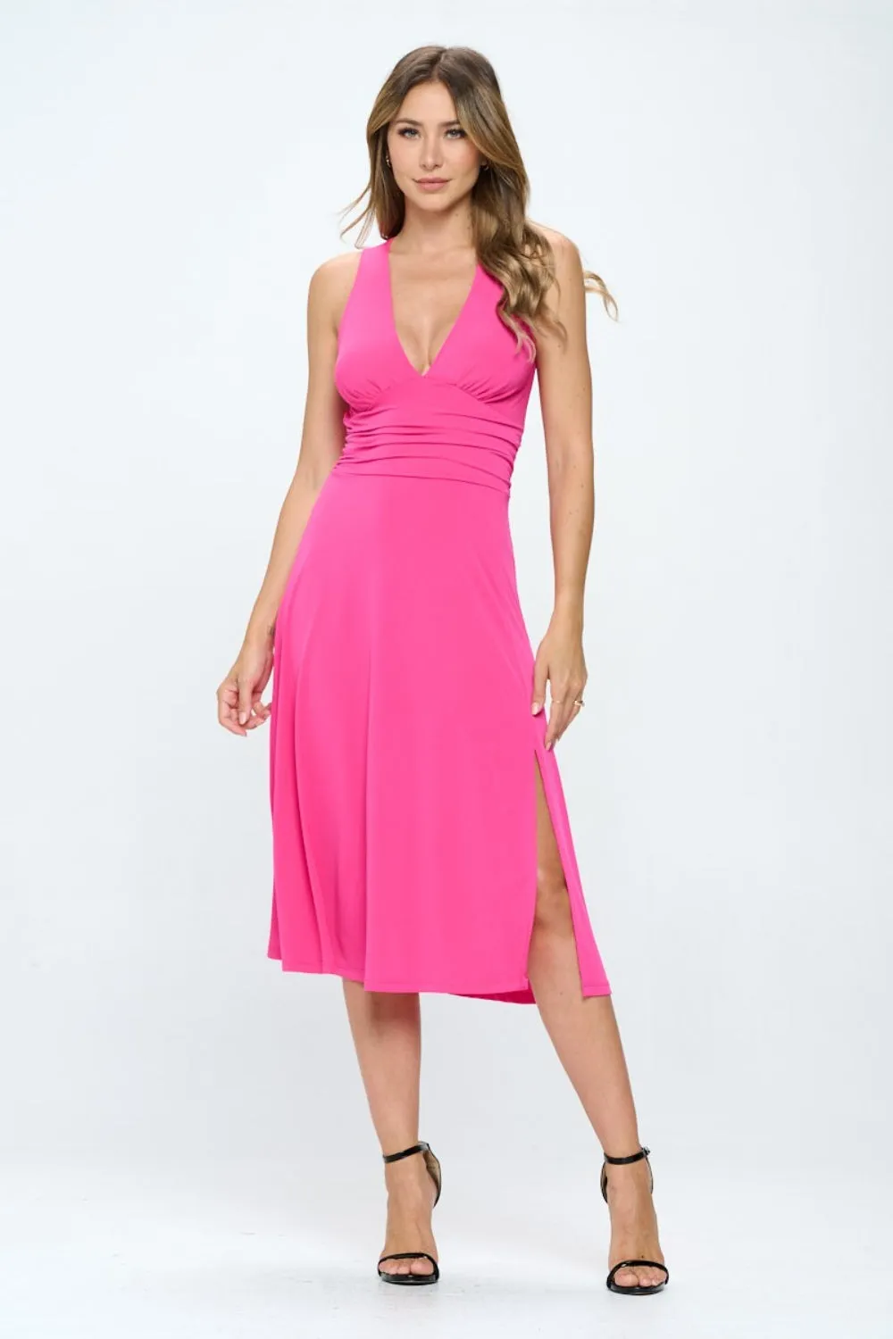 RENEE C Ruched Waist Sleeveless Slit Dress sold by Charming Charlie product image thumbnail 5