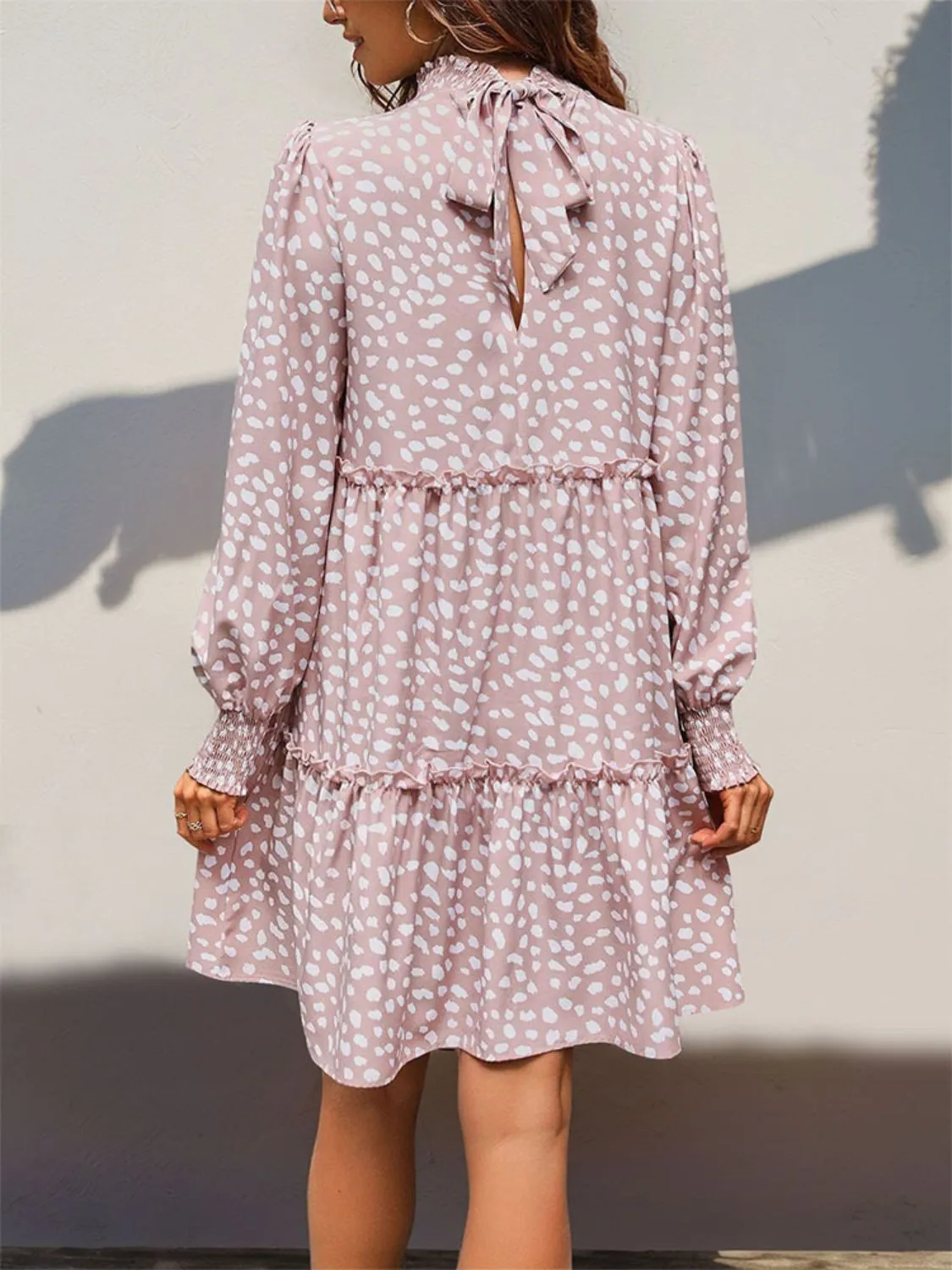 Frill Printed Mock Neck Long Sleeve Mini Dress sold by Charming Charlie product image thumbnail 2