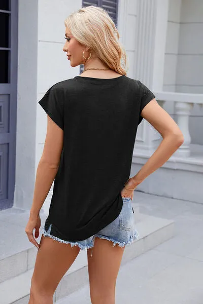 Pocketed Heathered Cap Sleeve T-Shirt sold by Charming Charlie product image thumbnail 2