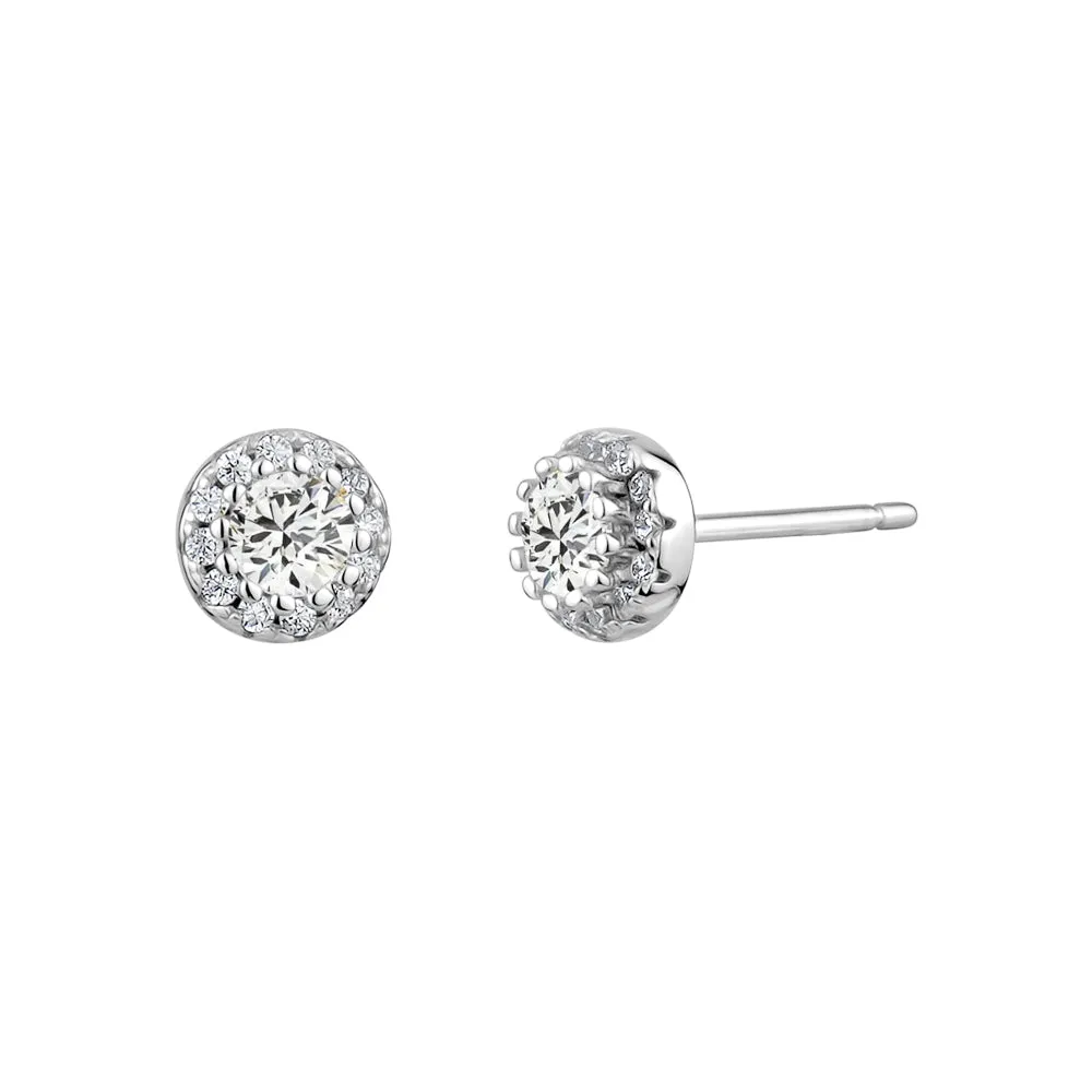GL Creations- Sterling Silver CZ Halo Stud Earring sold by Charming Charlie