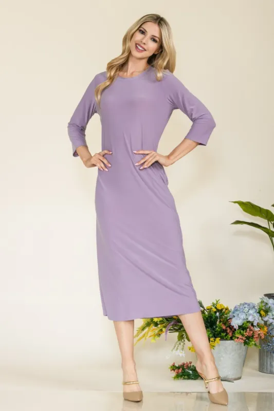 Celeste Full Size Round Neck Midi Dress sold by Charming Charlie
