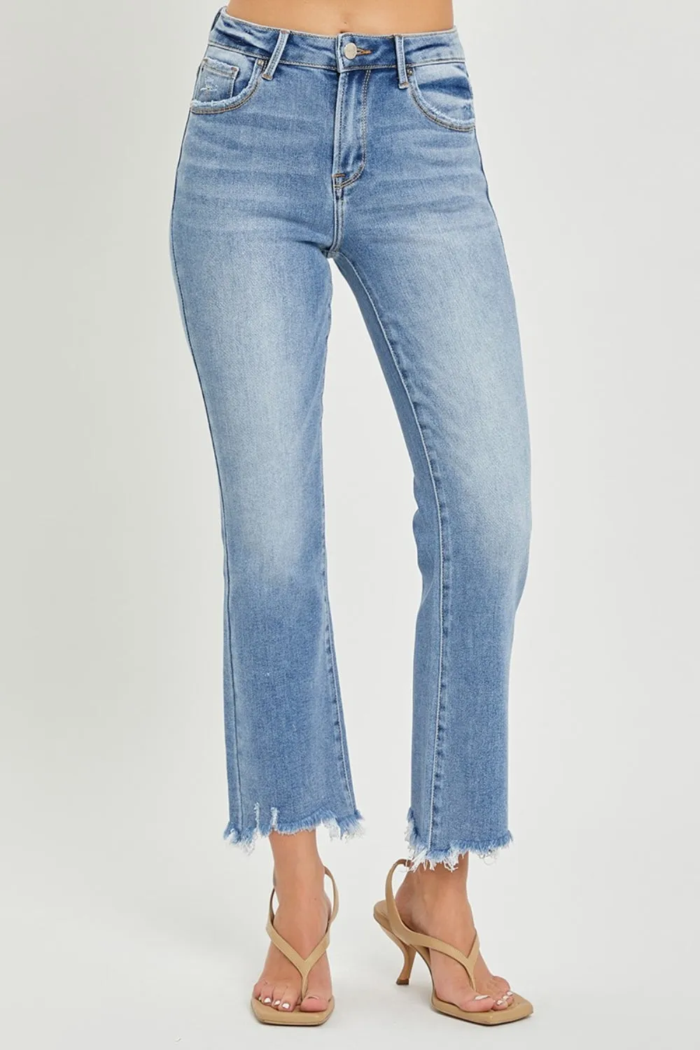 RISEN Full Size Frayed Hem Cropped Straight Jeans sold by Charming Charlie product image thumbnail 4