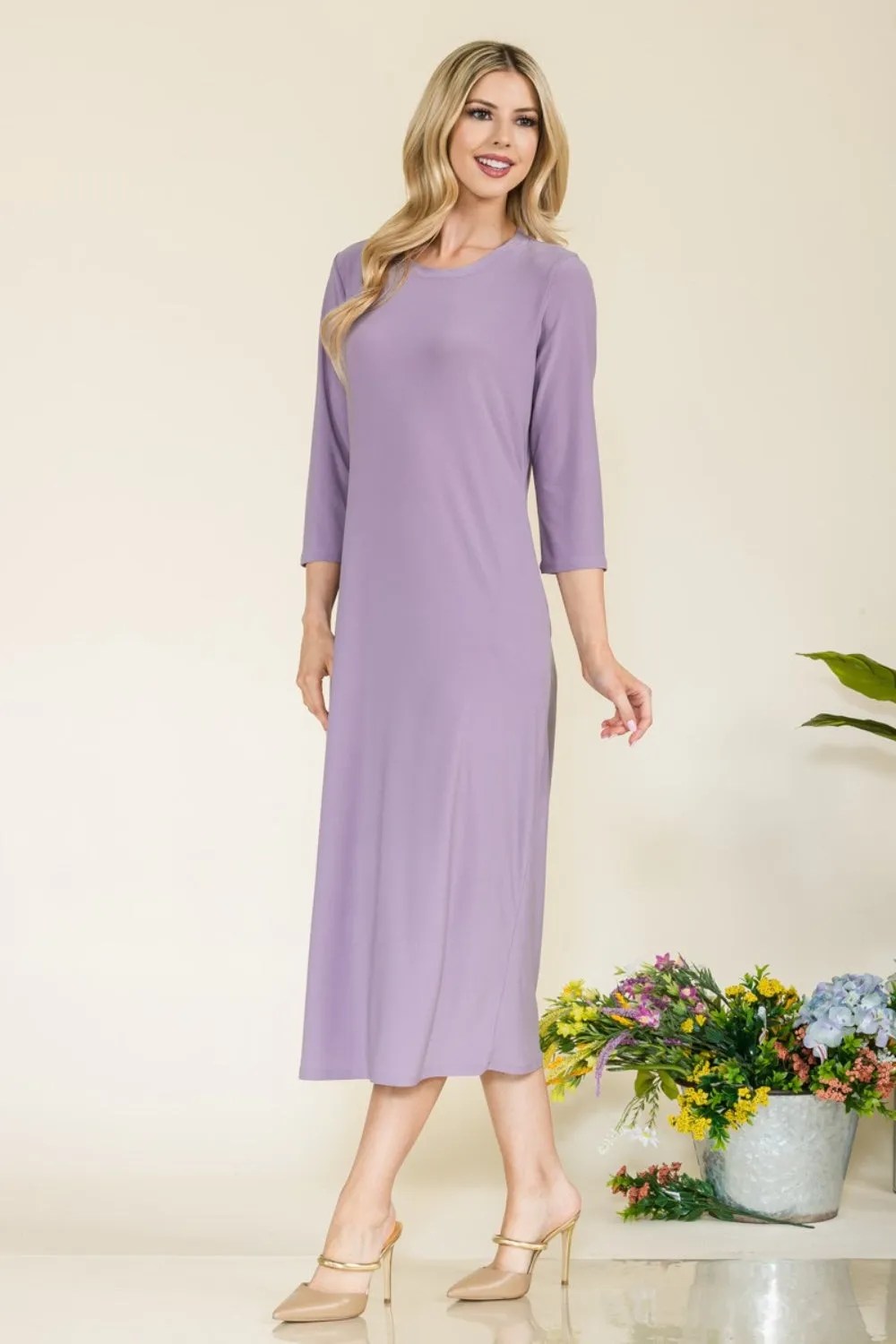 Celeste Full Size Round Neck Midi Dress sold by Charming Charlie product image thumbnail 2