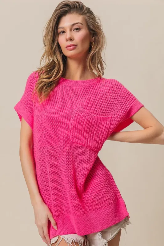 BiBi Patch Pocket Short Sleeve Sweater sold by Charming Charlie
