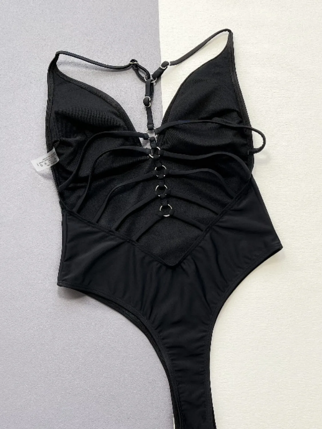 Cutout Plunge Spaghetti Strap One-Piece Swimwear sold by Charming Charlie product image thumbnail 4