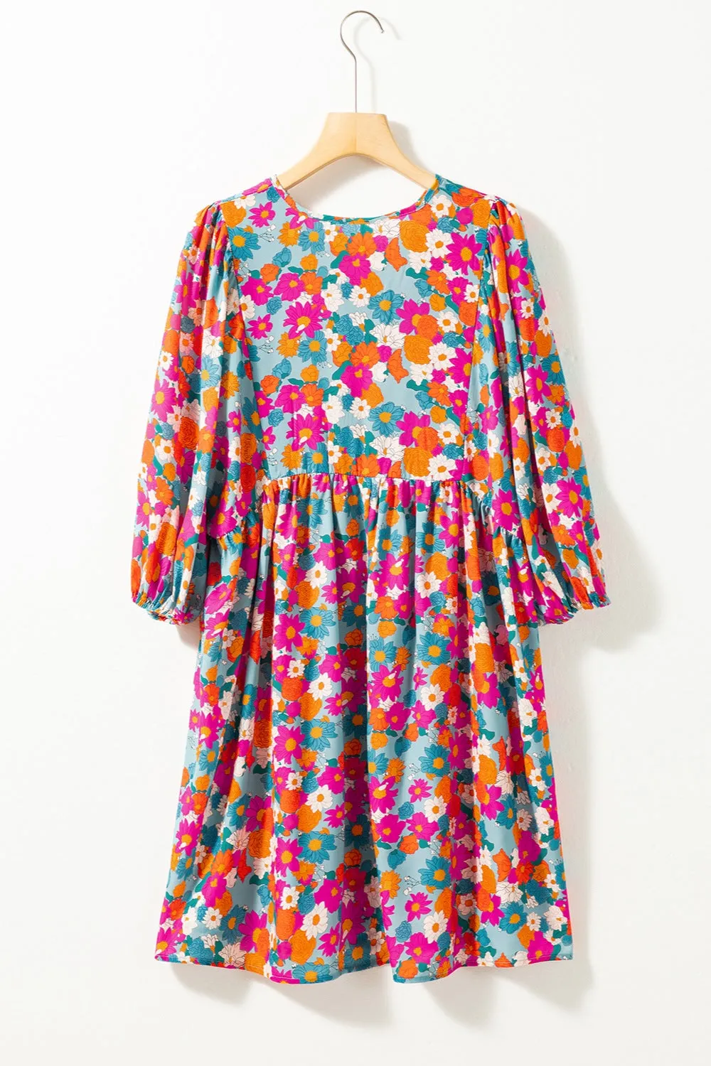 Floral Tie Neck Puff Sleeve Mini Dress sold by Charming Charlie product image thumbnail 5