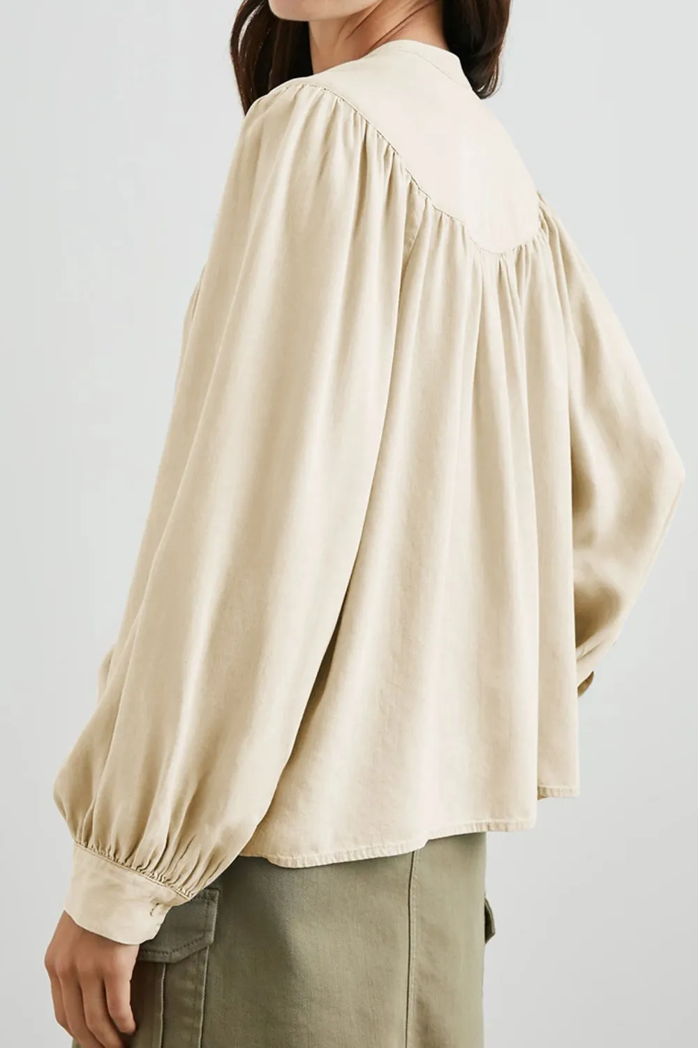 Ruched Notched Long Sleeve Blouse sold by Charming Charlie product image thumbnail 2