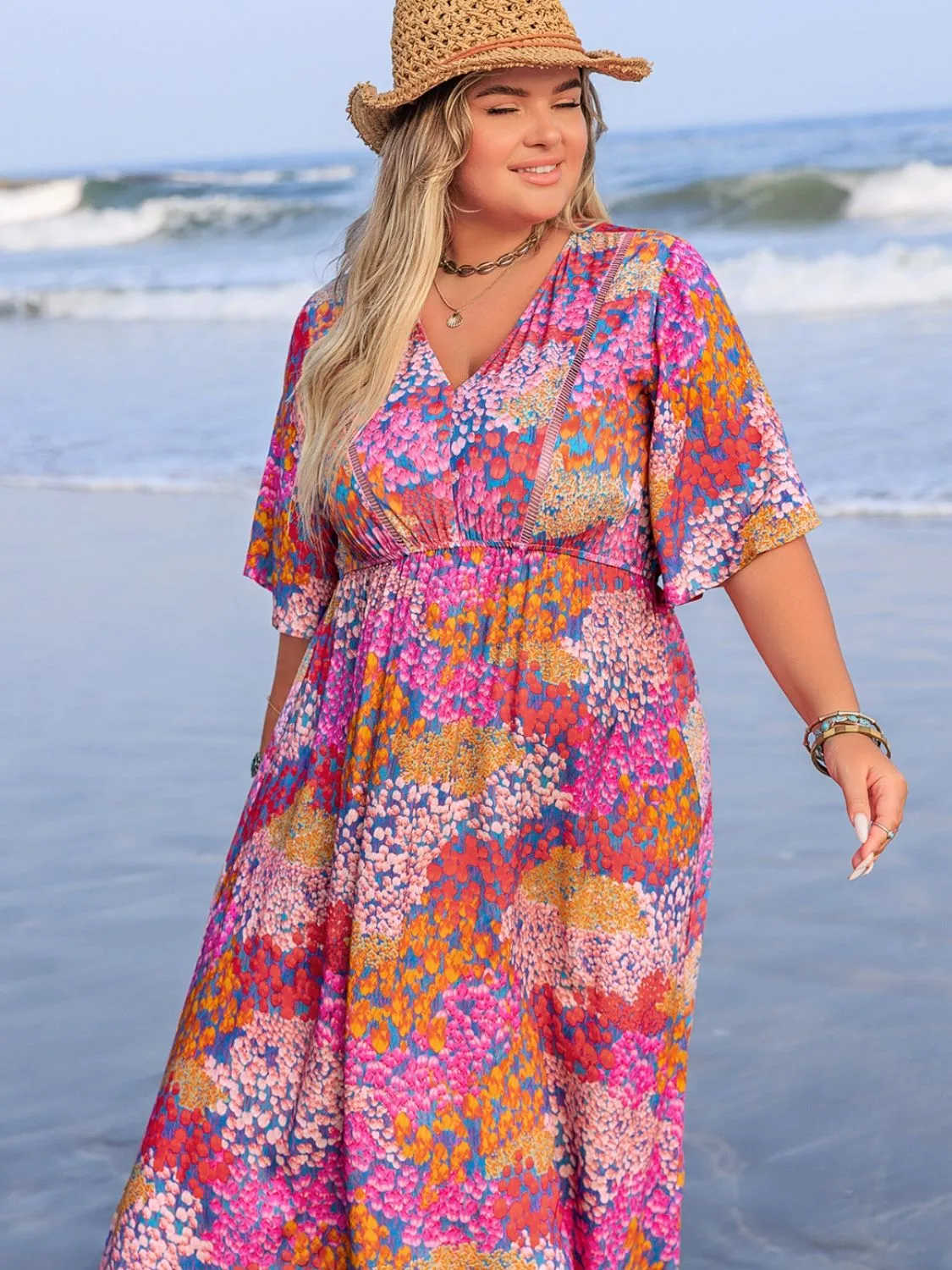 Plus Size Slit Printed Half Sleeve Dress sold by Charming Charlie product image thumbnail 3