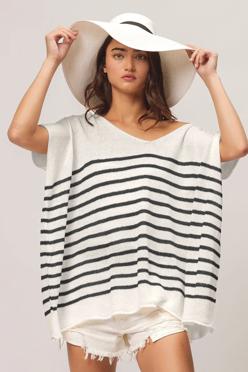 BiBi V Neck Striped Short Sleeve Top sold by Charming Charlie