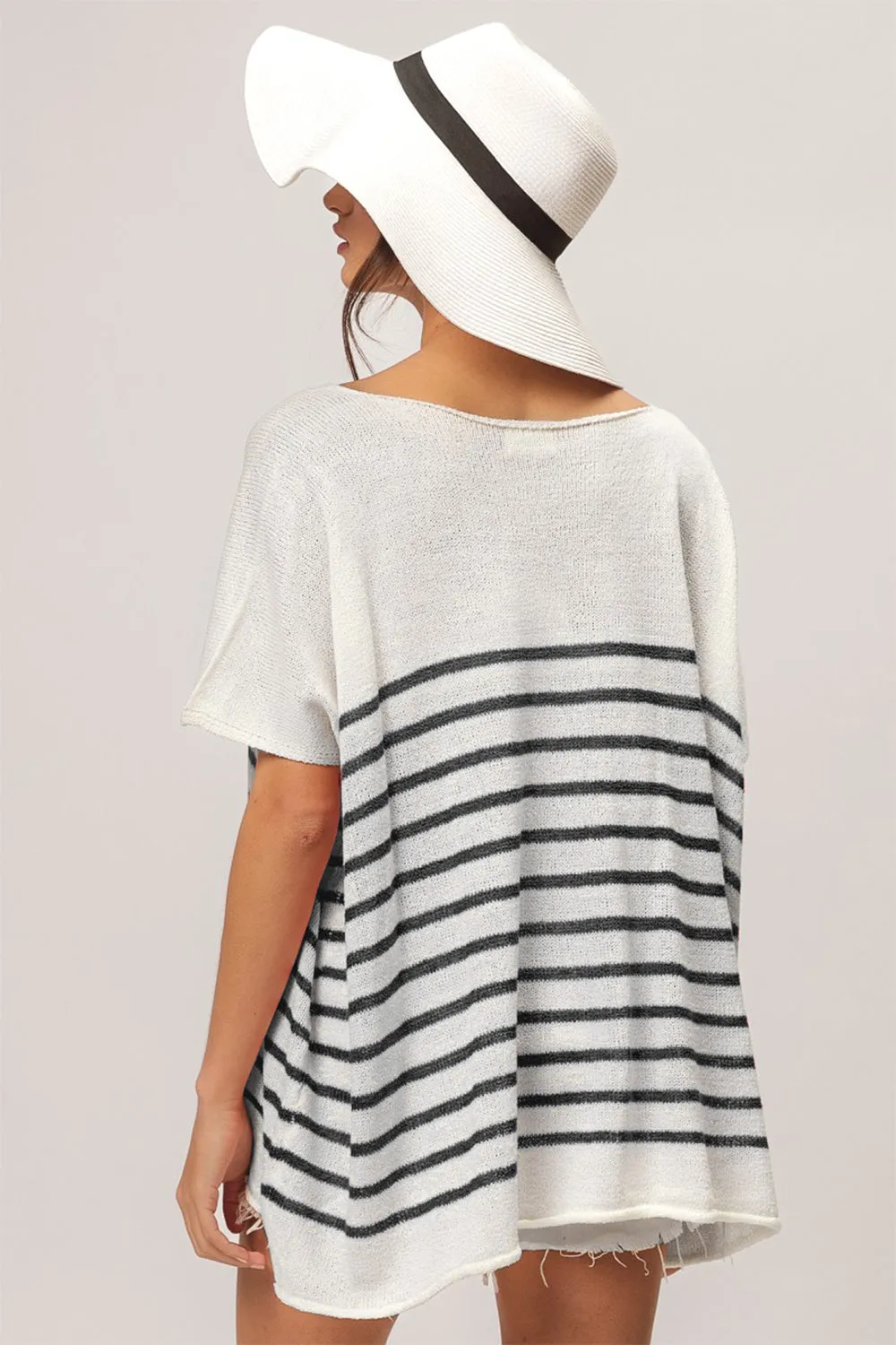 BiBi V Neck Striped Short Sleeve Top sold by Charming Charlie product image thumbnail 2