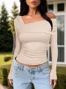 Ruched One Shoulder Long Sleeve T-Shirt sold by Charming Charlie