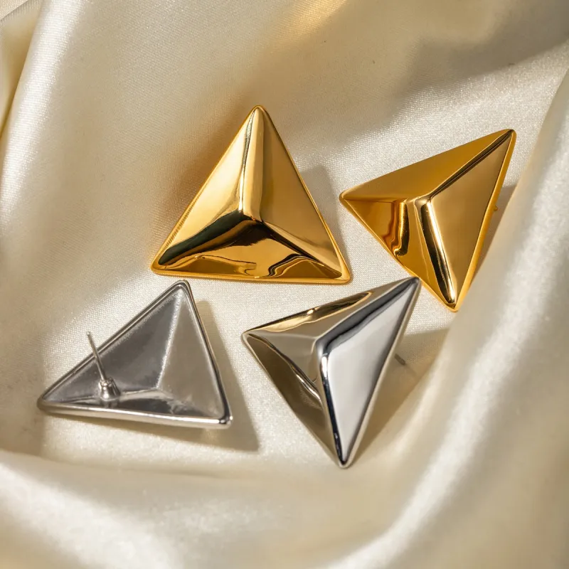 Stainless Steel 3D Triangle Earrings sold by Charming Charlie