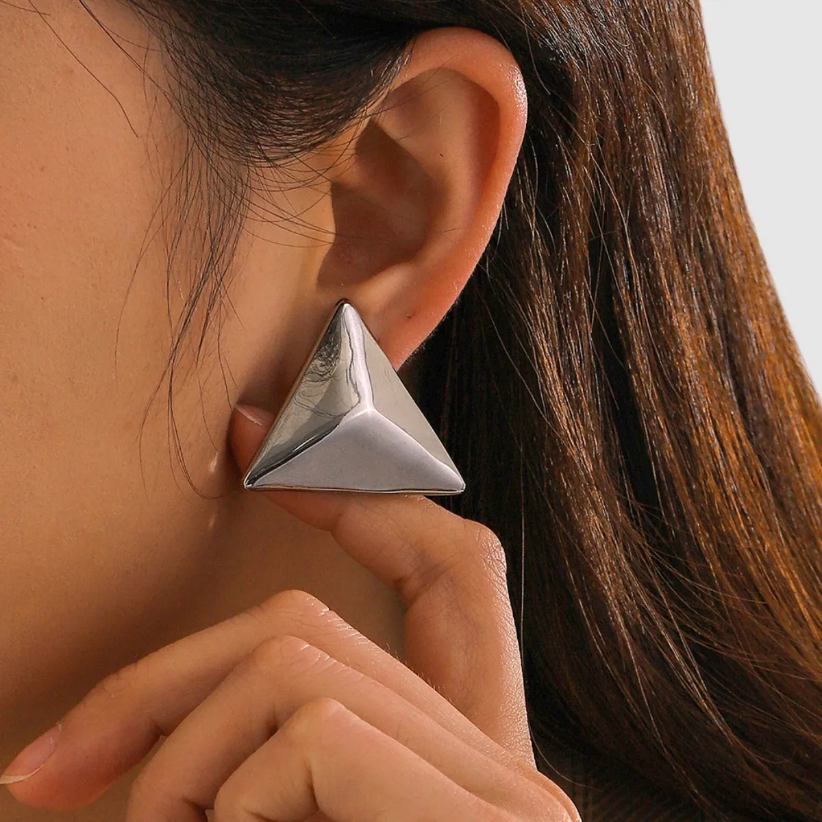 Stainless Steel 3D Triangle Earrings sold by Charming Charlie product image thumbnail 2