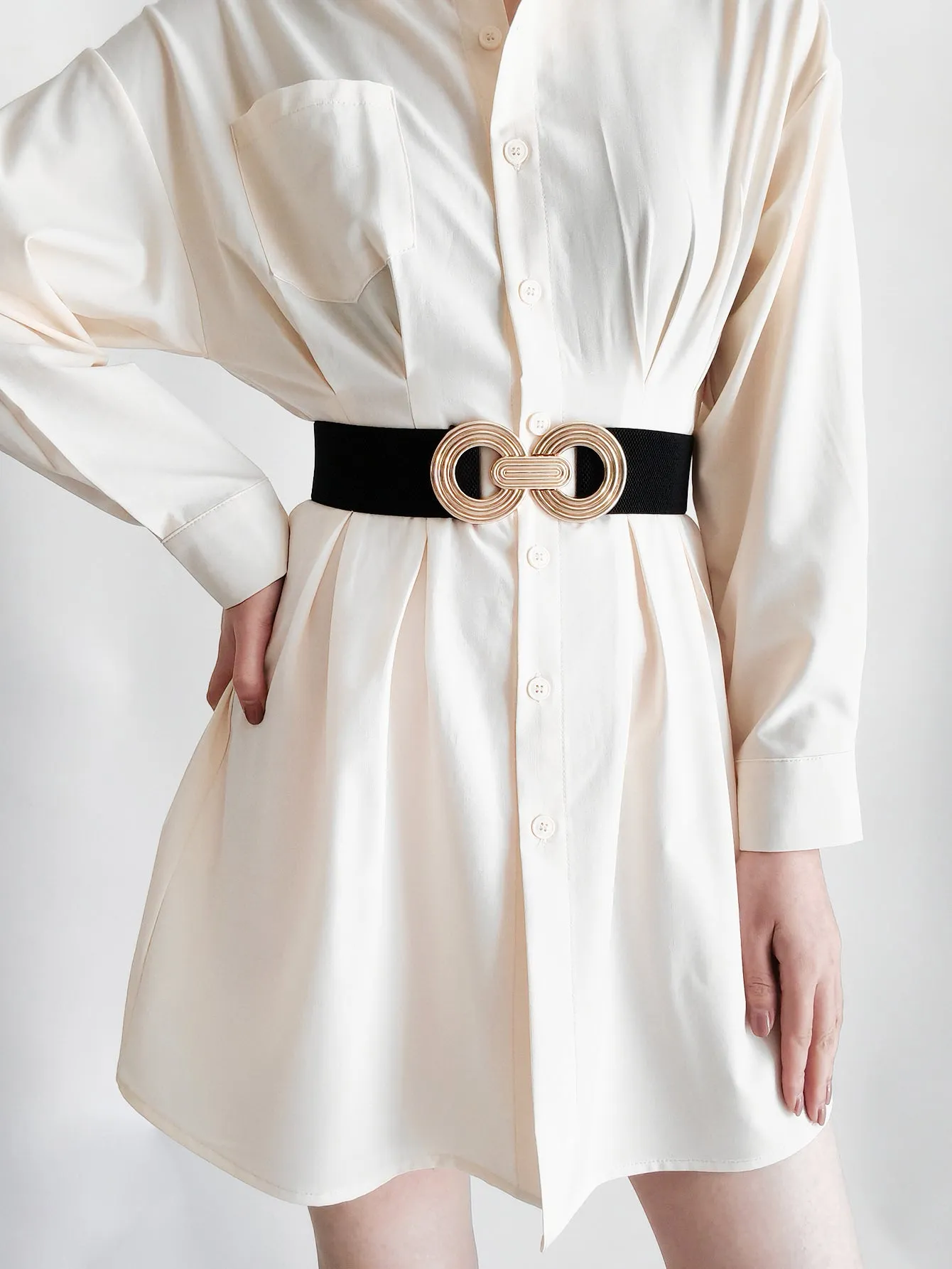 Geometric Buckle Elastic Wide Belt sold by Charming Charlie product image thumbnail 4