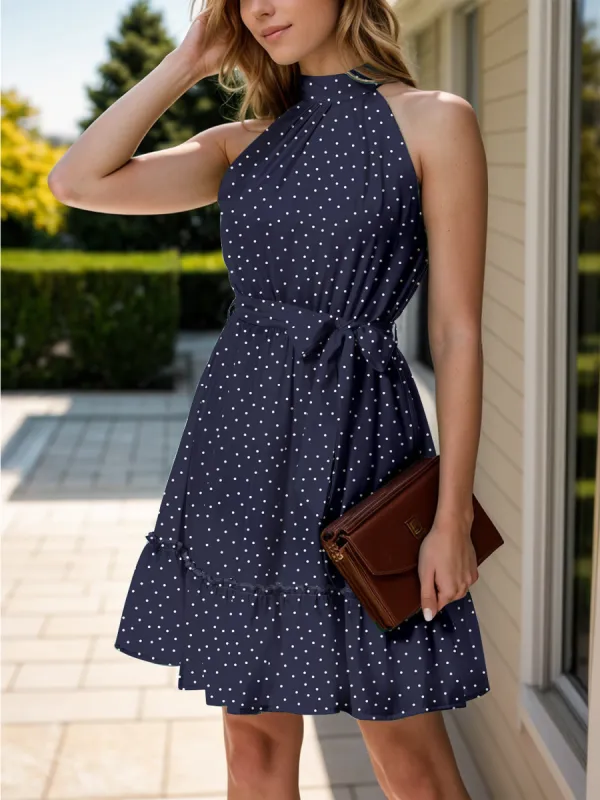 Tied Polka Dot Grecian Sleeveless Dress sold by Charming Charlie