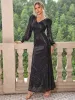 Sequin V-Neck Lantern Sleeve Maxi Dress sold by Charming Charlie