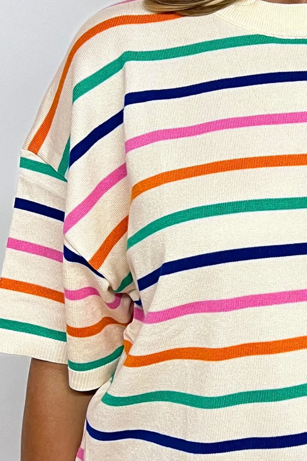 Striped Round Neck Half Sleeve Knit Top sold by Charming Charlie product image thumbnail 3