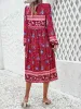 Tassel Tied Printed Long Sleeve Dress sold by Charming Charlie