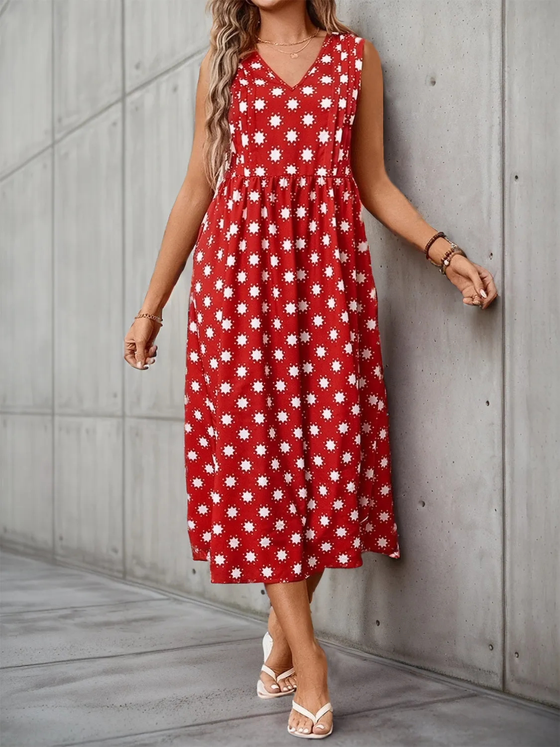 Printed V-Neck Sleeveless Midi Dress sold by Charming Charlie product image thumbnail 4