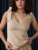 V-Neck Tie Shoulder Tank sold by Charming Charlie