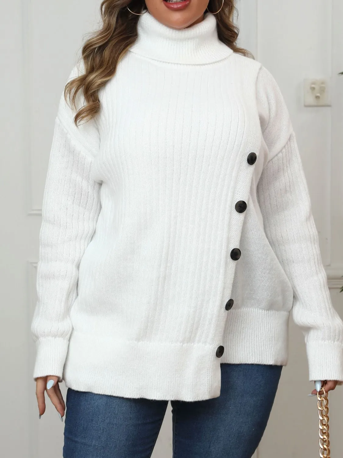 Plus Size Turtleneck Long Sleeve Sweater sold by Charming Charlie product image thumbnail 4