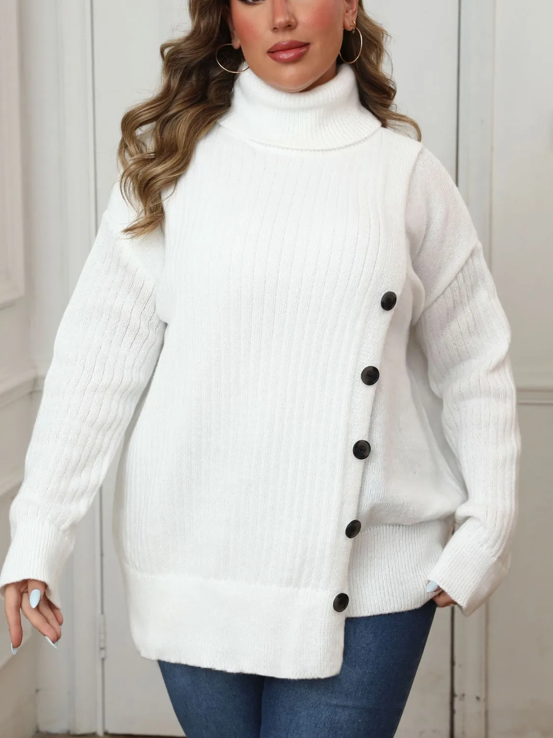 Plus Size Turtleneck Long Sleeve Sweater sold by Charming Charlie