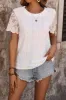 Eyelet Round Neck Short Sleeve T-Shirt sold by Charming Charlie