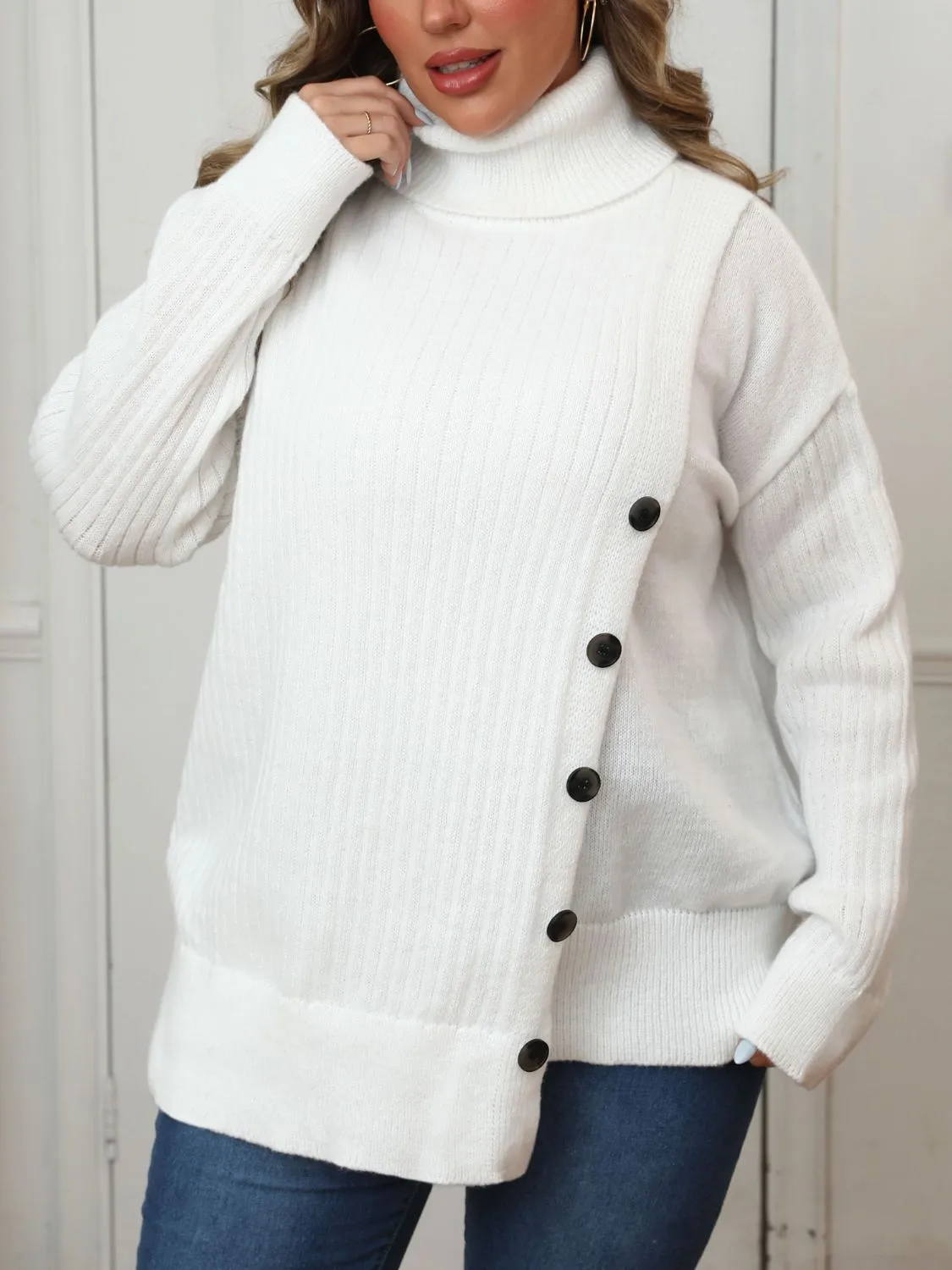 Plus Size Turtleneck Long Sleeve Sweater sold by Charming Charlie product image thumbnail 3