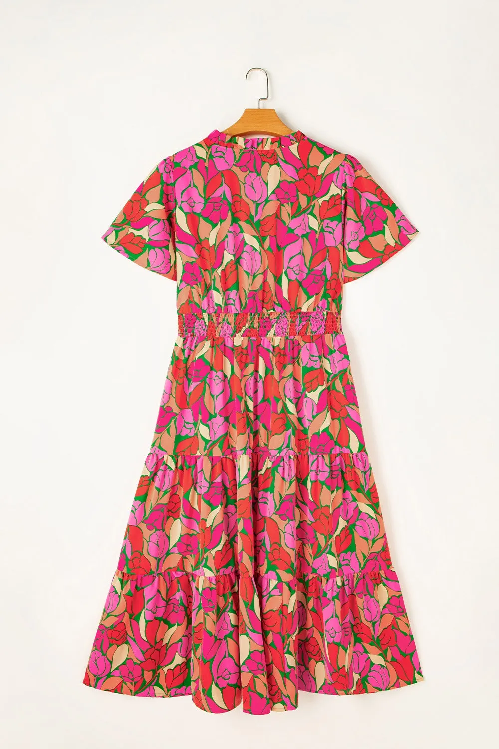 Frill Printed Notched Short Sleeve Midi Dress sold by Charming Charlie product image thumbnail 3