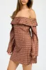 OFF SHOULDER POLKA DOT MINI DRESS sold by Charming Charlie