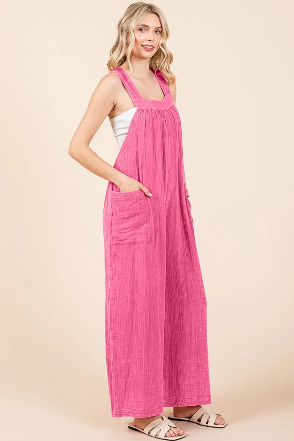 Culture Code Full Size Pocketed Sleeveless Wide Leg Overalls sold by Charming Charlie product image thumbnail 3