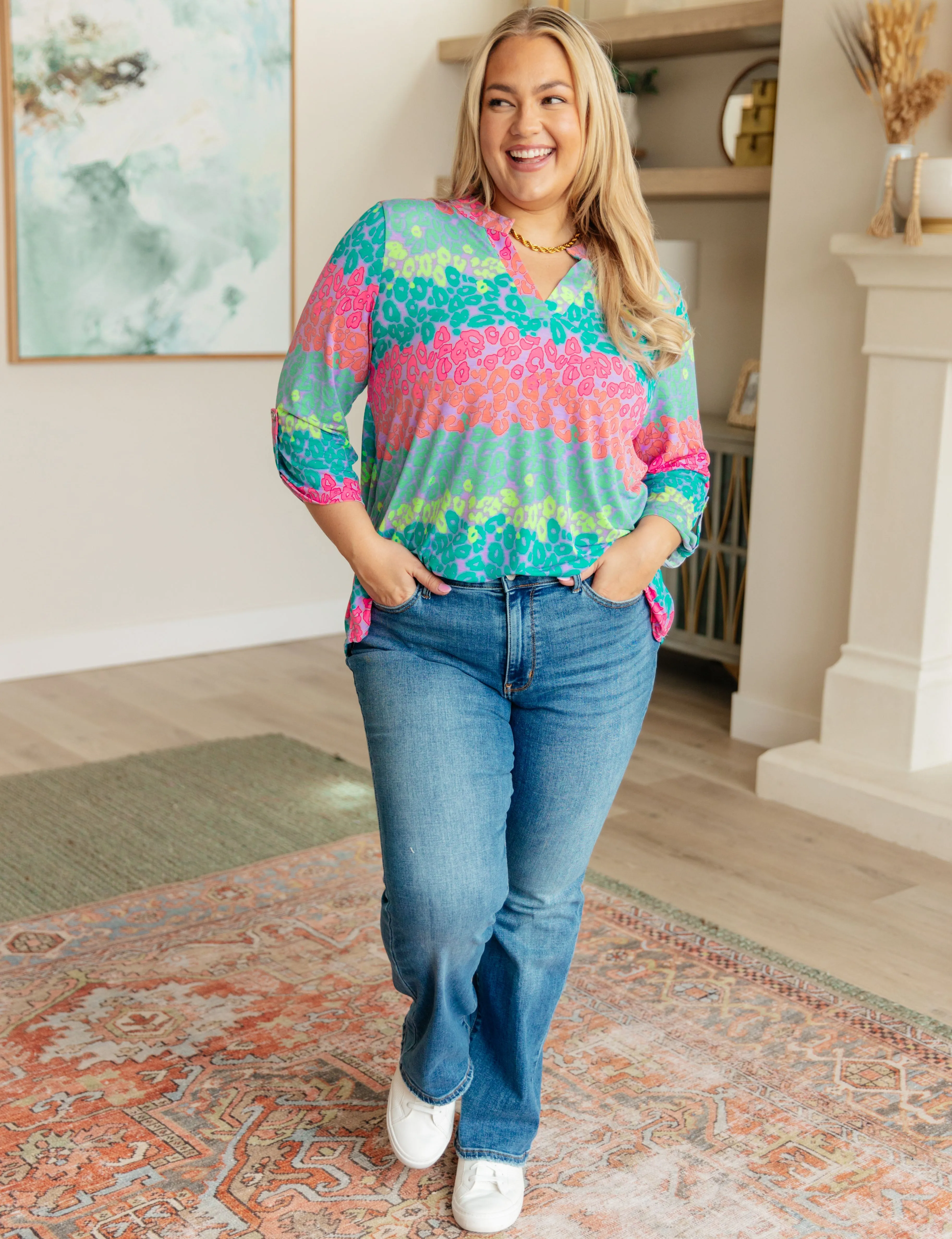 Lizzy Top in Lavender and Team Leopard Stripe sold by Charming Charlie product image thumbnail 3