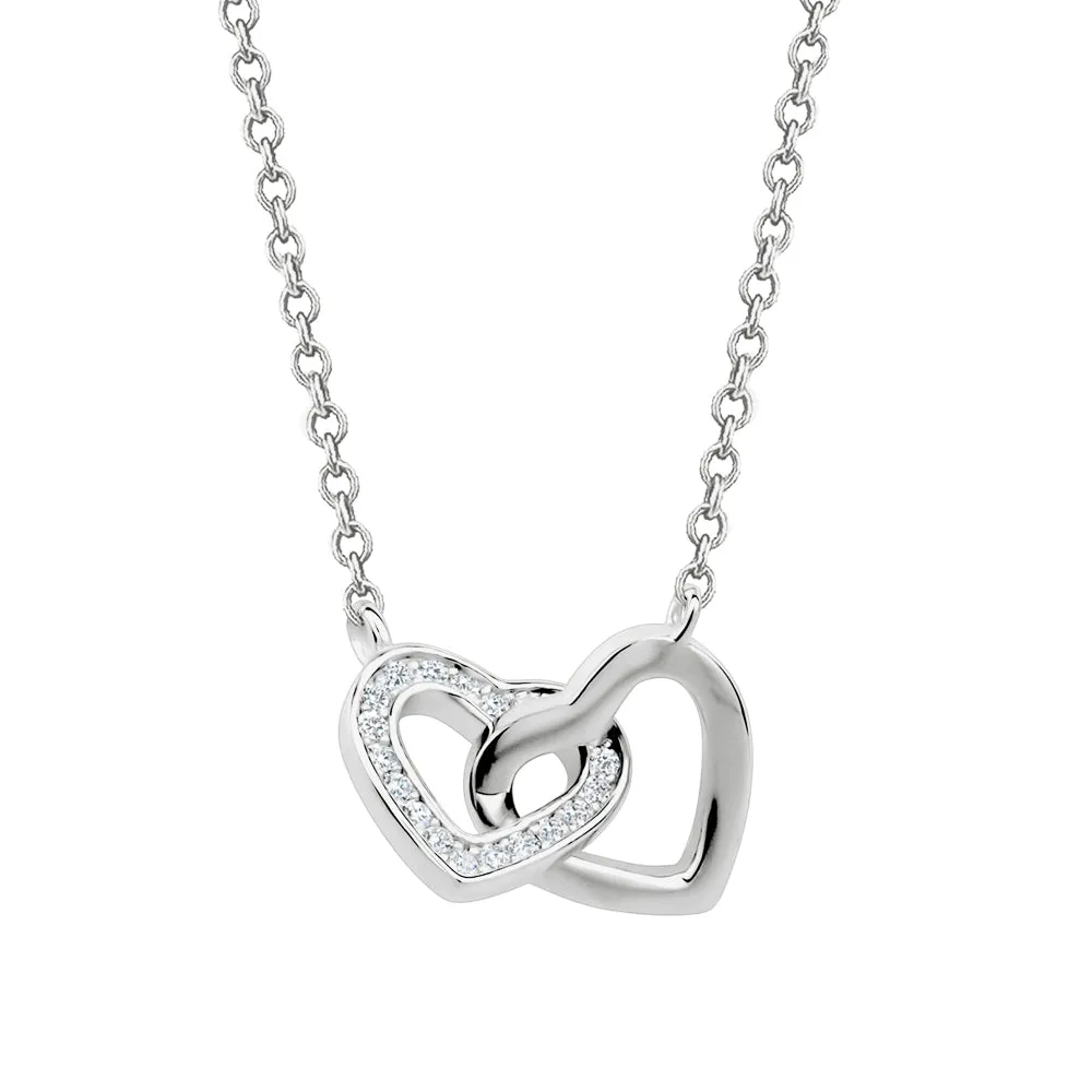 GL Creations- Sterling Silver Double CZ Polished Hearts Pendant Necklace sold by Charming Charlie