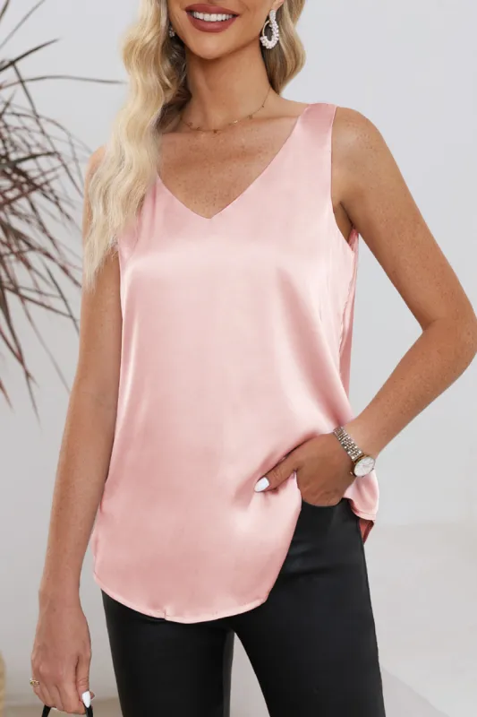 Solid V-Neck Wide Strap Tank sold by Charming Charlie